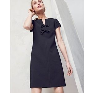 J Crew Womens Solid Black Bow Short Sleeve Presentation Shift Dress Size 0